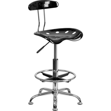 GLOBAL INDUSTRIAL Drafting Stool W/Tractor Seat, Vibrant Black & Chrome B1105802